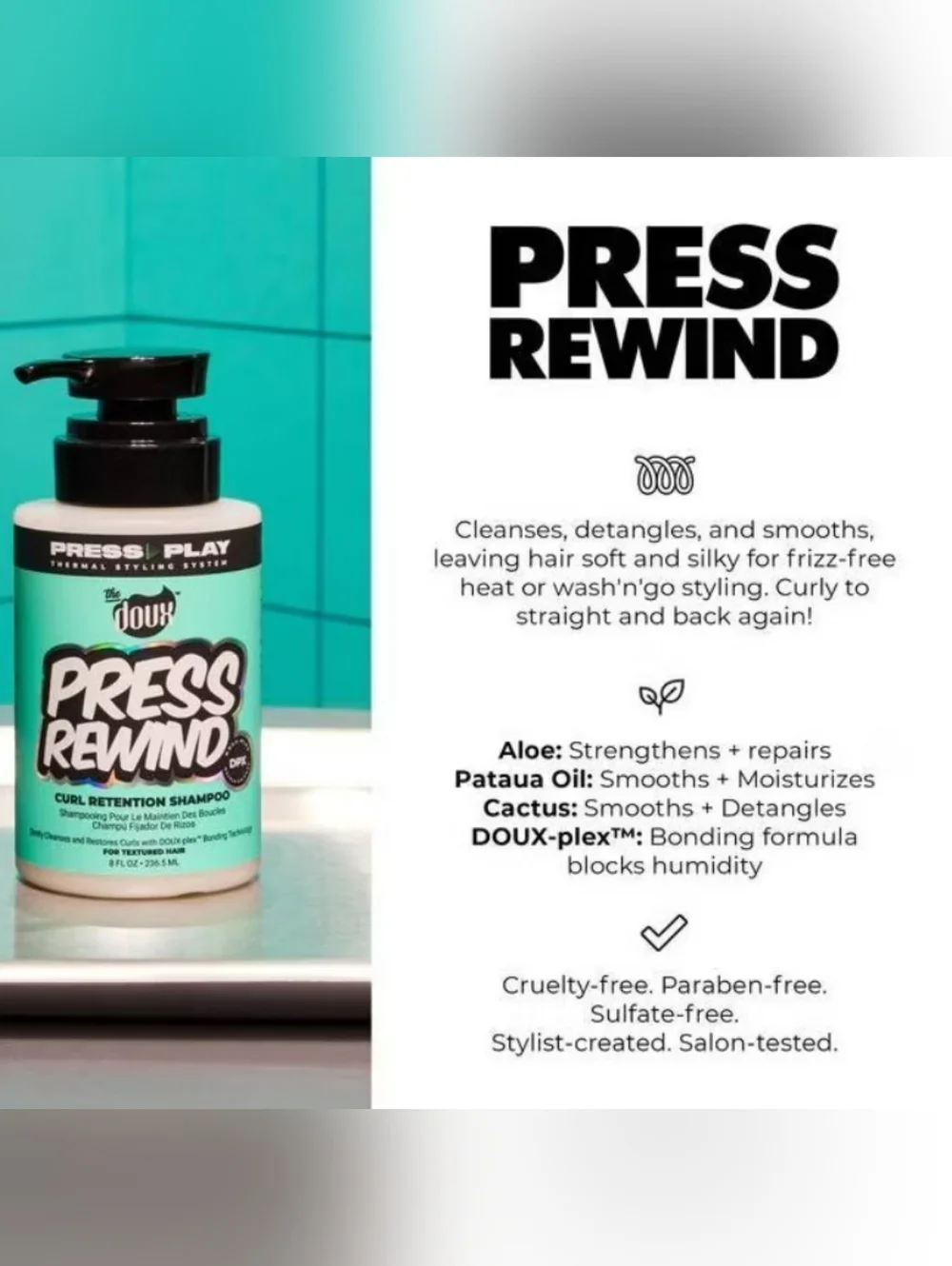 The Doux Press Rewind Curl Retention Shampoo
